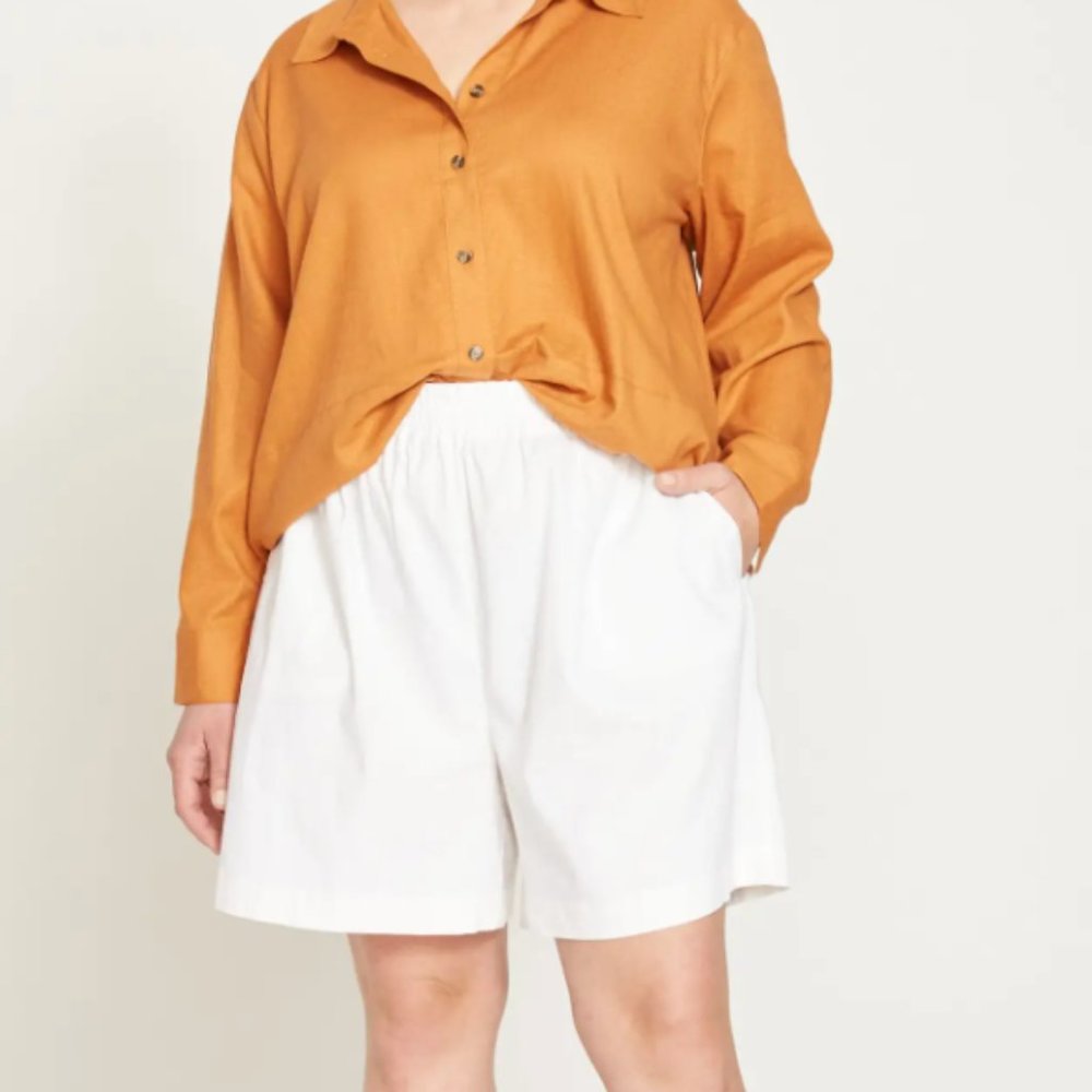 Universal Standard 100% Linen Easy Pull on Shorts New Size 14 White